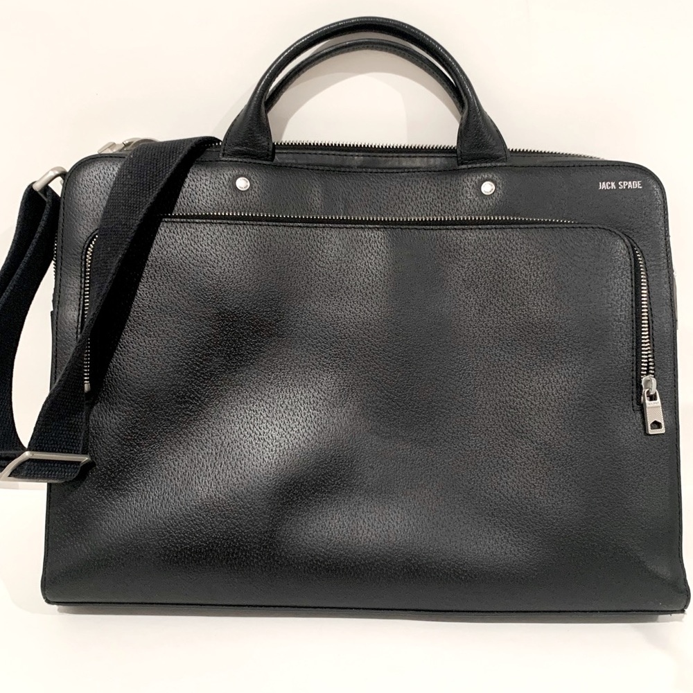 Jack Spade Leather Laptop Briefcase Messenger Bag